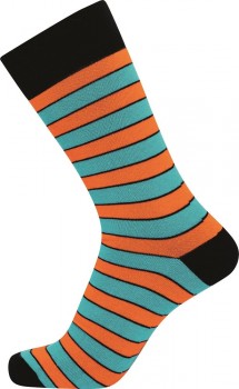 JBS sokker med orange og turkise striber - Str. 40-47