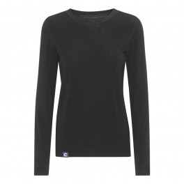 Langærmet t-shirt i merinould, dame, Coastland of Denmark, sort, str. Medium