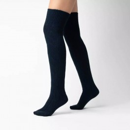 Over-Knee Kraftig Uld Damestrømper - Navy