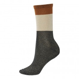 Socks CPH Damestrømpe - Sort/kobber med glitter