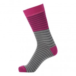 Socks CPH herrestrømper med striber, fuchsia / grå