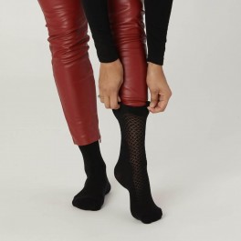 Socks CPH Damestrømper Med Strukturstrik, Sort - Str. 36-40