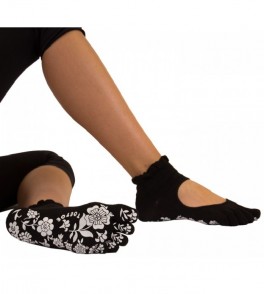 Sorte Yoga & Pilates Anti-Slip Tåstrømper Str. 35-38