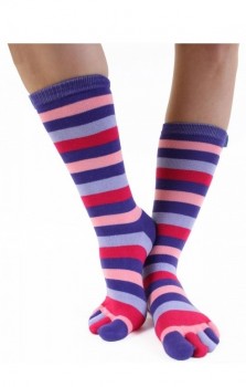 ToeToe Toesocks Essential Mid-Calf Lilla Striber