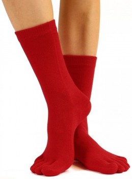 ToeToe Essential Tåstrømper Mid-Calf Rød Str. 35-46