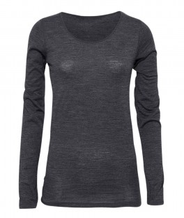 Langærmet uld T-shirt til damer, JBS of Denmark, mørkegrå, str. large