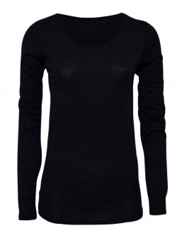 Langærmet uld T-shirt til damer, JBS of Denmark, sort, str. small