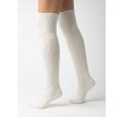 Over-Knee Kraftig Uld Damestrømper - Råhvid str. 38-40