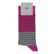 Socks CPH herrestrømper med striber, fuchsia / grå, str. 40-44