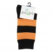 Sort og Orange stribede strømper - Str. 35-38
