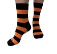 Sort og Orange stribede strømper - Str. 35-38