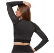 Sports crop top med lange ærmer, sort, str. medium