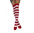Lange knæstrømper med røde og hvide striber, str. 39-42
