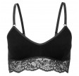 Bambus BH med blonde og uden bøjle, Sort - Str. Large