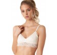 Bambus BH med blonde og uden bøjle, råhvid, str. large